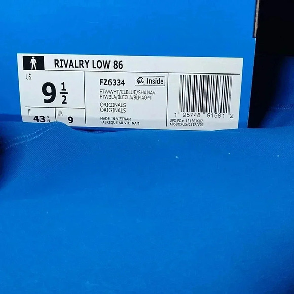 NWT ADIDAS ORIGINALS RIVALRY LOW 86 U.S. MENS SIZE 9.5 CAROLINA BLUE COLORWAY - Picture 4 of 6